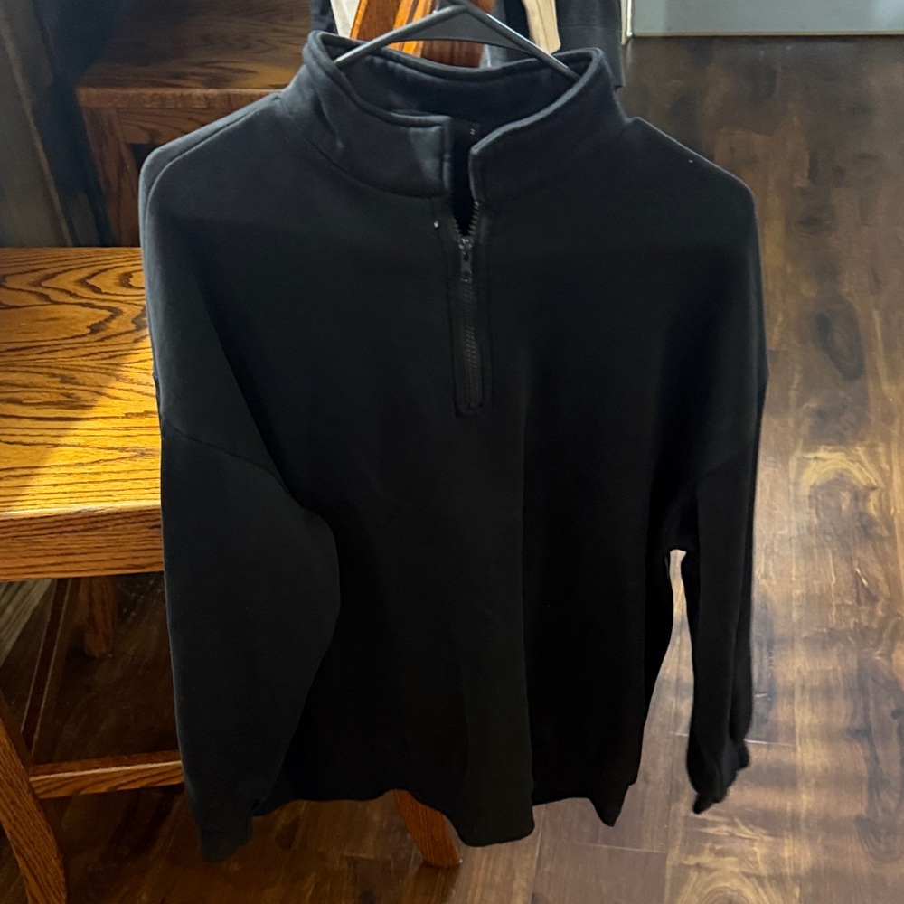 Unisex Black Half-Zip Sweater